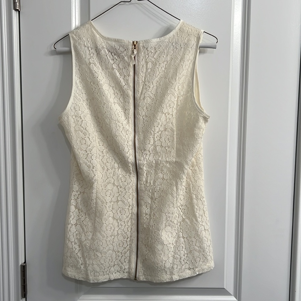 Banana Republic Cream Lace Tank 8 w/ zipper back